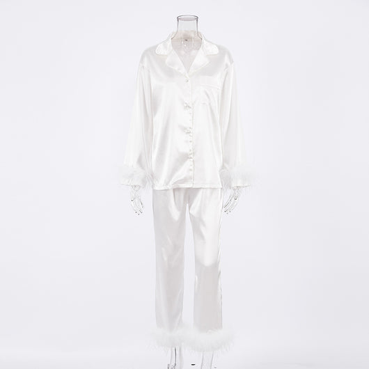 Traje de Pluma de Avestruz - Pantalón Largo Elegante Europeo y Americano - Image 20