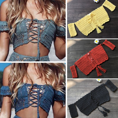 Top de Bikini de Crochet Estilo Bohemio y Versátil