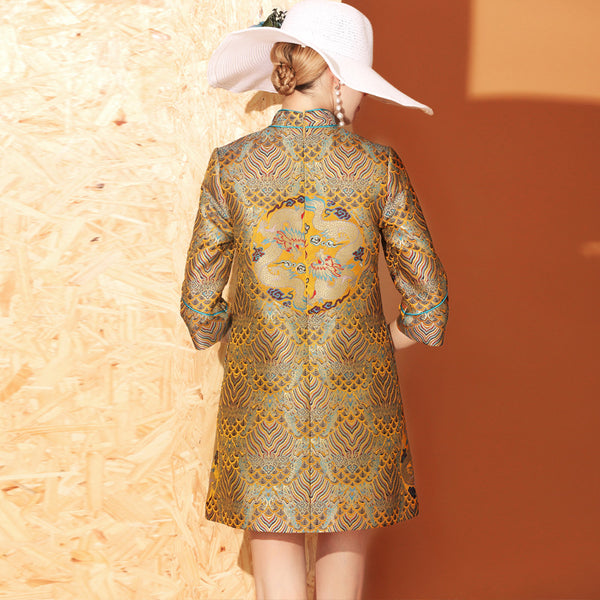 Vestido Cheongsam Tradicional con Bordado de Dragón Mejorado