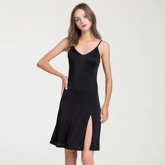 Pijama Camisón de Seda Suelta con Abertura Lateral - Image 3