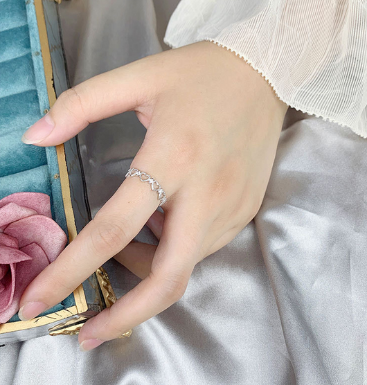 Anillo de Plata Hueco Amor Dedo Índice Lujo - Image 11