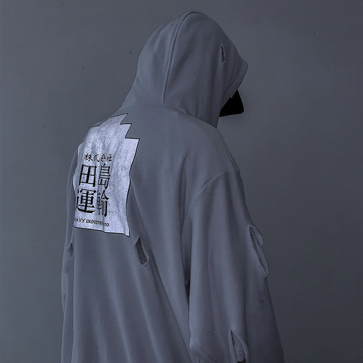 Sudadera Rasgada Hip-hop para Hombre - Estilo Urbano Otoño - Image 4
