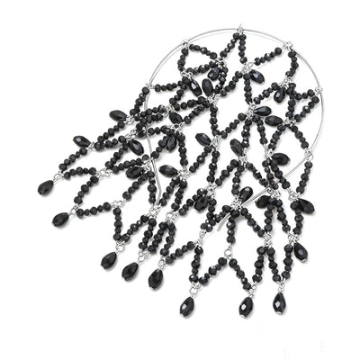 Diadema de Malla Negra Perla Estilo Retro para Trabajo Intenso - Image 12