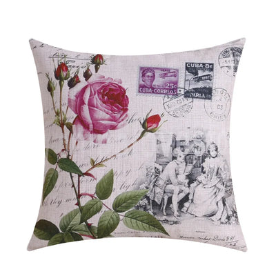 Funda de Almohada Decorativa Retro París Torre Eiffel con Flores - Image 9