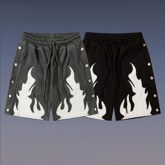 Shorts Contraste Terciopelo Flame con Solapa Doble