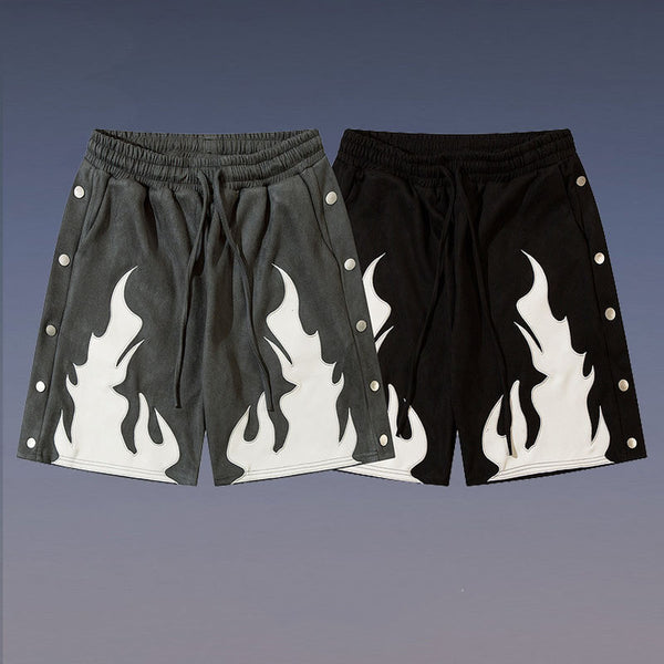 Shorts Contraste Terciopelo Flame con Solapa Doble
