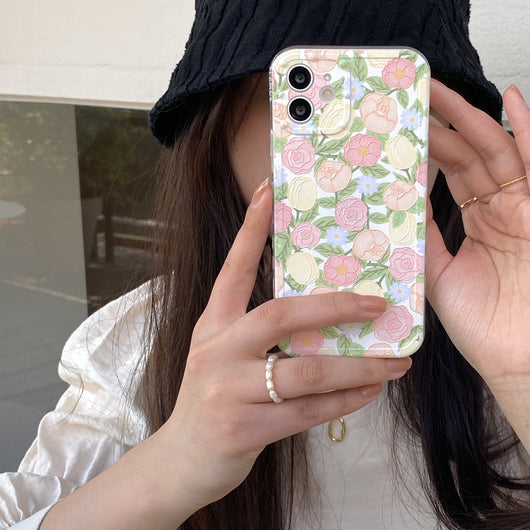 Funda Protectora Floral Lateral en Silicona para Teléfono - Image 11