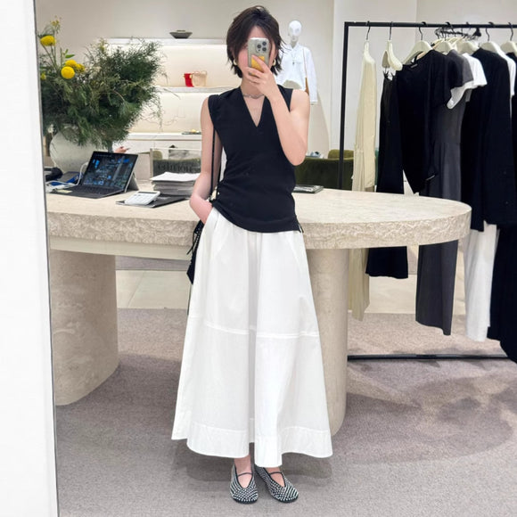 Traje Falda Blusa Sin Mangas Mujer Casual Elegante