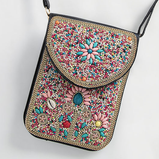 Bolsa Bohemia para Celular con Cuentas y Concha Marina - Image 56