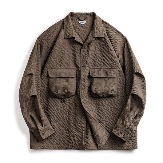 Camisa de Trabajo Outdoor Cuello Cubano Seersucker Manga Larga - Image 13