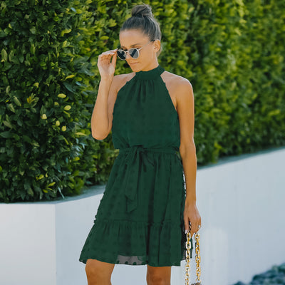 Vestido Halter de Chifón con Escotes Jacquard - Image 16