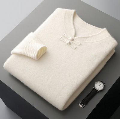 Suéter de Lana Pura con Cuello Alto Vintage para Hombre - Image 18