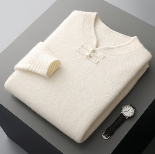 Suéter de Lana Pura con Cuello Alto Vintage para Hombre - Image 18