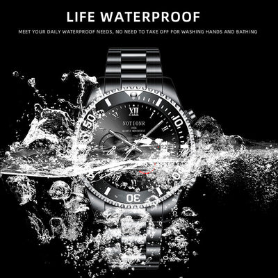 Reloj Deportivo Sumergible Verde Acero Inoxidable Calendario Luminoso Cuarzo - Image 9