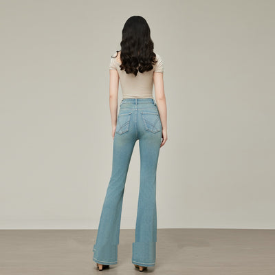 Pantalones Skinny Talle Alto Acampanados Mujer - Colores Claros Primavera Verano - Image 3