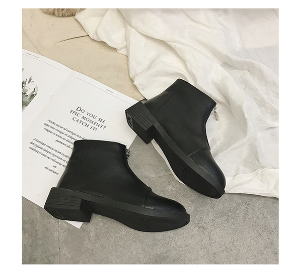 Botas Martin Blancas Mujer - Estilo Británico Coreano con Cierre Frontal