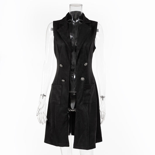 Chaleco de Ante Slim Fit Retro Elegante para Mujer - Image 6