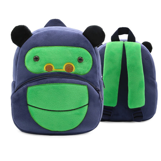 Plush gray and navy blue elephant backpack for toddlers, featuring a front zipper pocket, brown ears, and adjustable straps. - Image 29