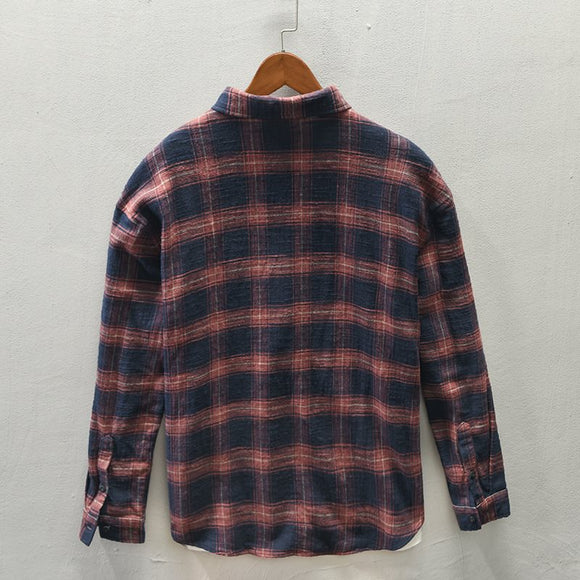 Camisa Casual Xadrez Masculina - Manga Longa Primavera Outono