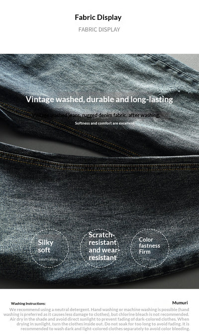 Pantalones Denim Azul Retro Efecto Desgastado para Hombre - Image 8