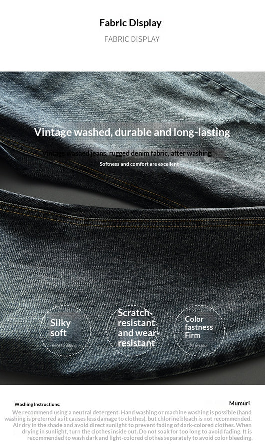 Pantalones Denim Azul Retro Efecto Desgastado para Hombre - Image 8