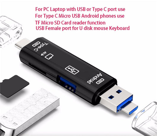 Adaptador OTG Hub USB-C y Micro USB con Lector de Tarjetas TF - Image 3