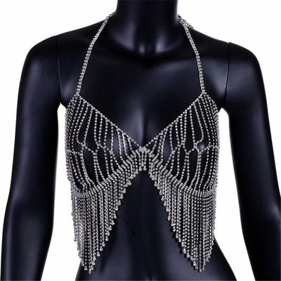 Cadena de Cuerpo Bikini con Diamantes y Flecos - Image 4