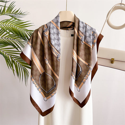Chal Hijab Protector Solar con Bloques de Color Floral - Image 43