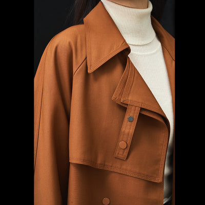 Abrigo Gabardina Asimétrica Suelta Casual Midi para Mujer - Image 4