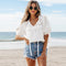 Blusa Chifón con Volantes Manga Corta - Estilo Europeo Casual