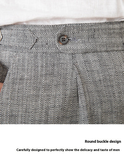 Pantalones Rectos de Cintura Alta en Algodón y Lino Transpirable - Image 9