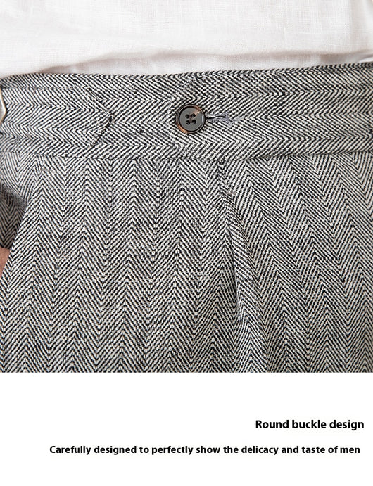 Pantalones Rectos de Cintura Alta en Algodón y Lino Transpirable - Image 9