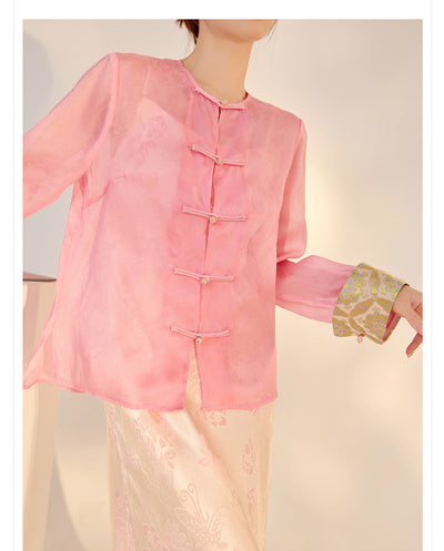 Blusa Retro Elegante con Bordado Chino y Botones Decorativos - Image 34