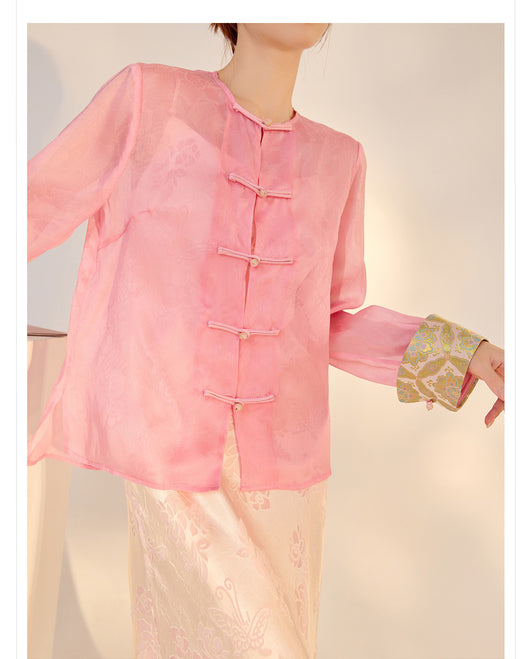 Blusa Retro Elegante con Bordado Chino y Botones Decorativos - Image 34