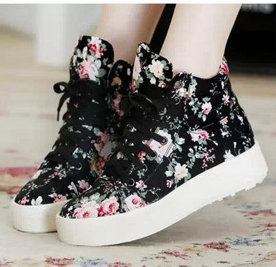 Zapatillas Canvas Plataforma Alta Estilo Coreano - Casual para Estudiantes