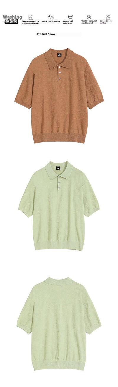 Polo Tejido Retro Clásico de Manga Corta para Hombre - Image 11