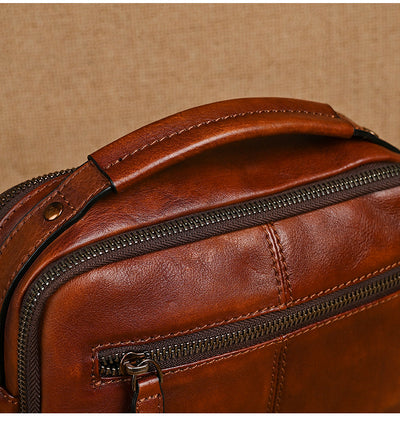 Bolsa Bandolera de Cuero Genuino Estilo Retro para Hombre - Image 13