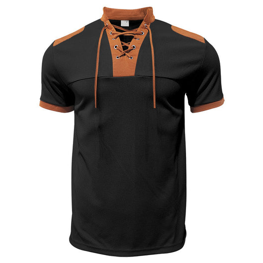 Camiseta Casual Hombre Estilo Medieval con Cuello Cordón - Image 20