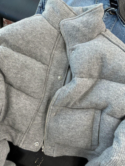 Suéter Cálido Gris Versátil Estilo Coreano Algodón para Mujer - Image 5