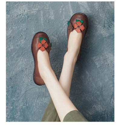 Zapatos Artesanales de Cuero Estilo Étnico Retro con Suela Suave para Mujer - Image 13
