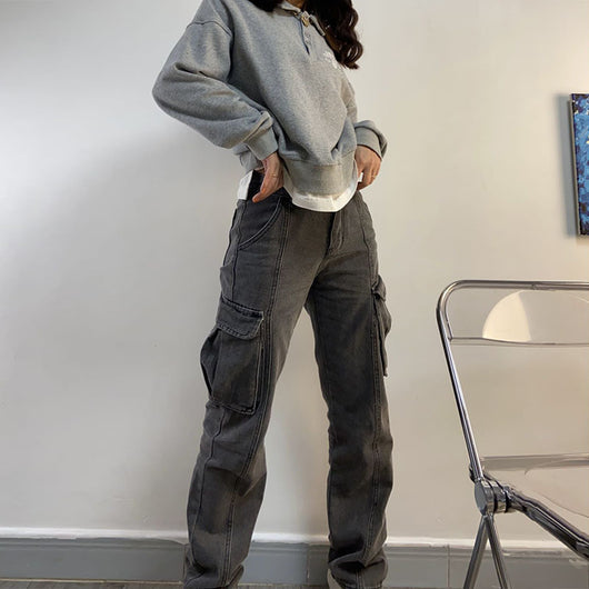 Jeans Casuales Multibolsillos con Efecto Desgastado - Image 3