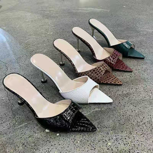 Sandalias de Tacón Alto con Punta Afilada y Patrón Serpiente para Mujer - Image 13