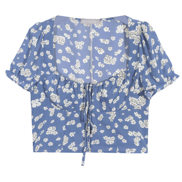 Blusa Floral Ajustada de Cintura Alta para Mujer