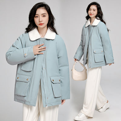 Chaqueta Acolchada Suelta Estilo Coreano en Algodón