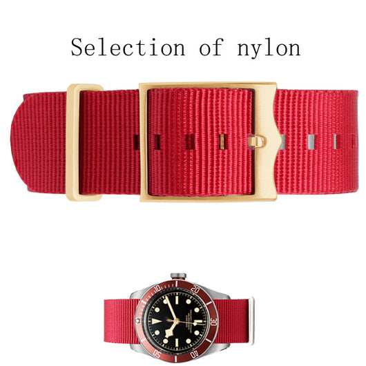 Correa Nylon Biwan Flor Roja Escudo Negro Serie Bronce 22mm para Hombre - Image 12