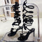 Sandalias Stiletto con Tiras de Strass Serpiente - Tacón Alto Sexy para Pasarela