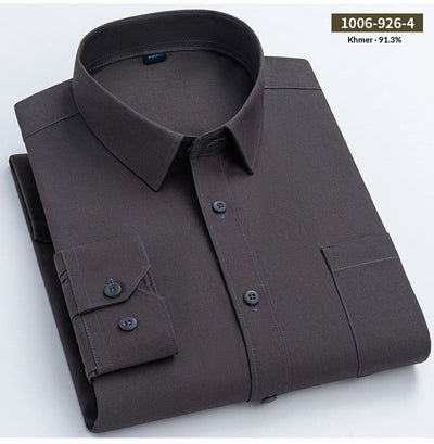 Camisa de Algodón Manga Larga Khaki para Hombre - Primavera - Image 20