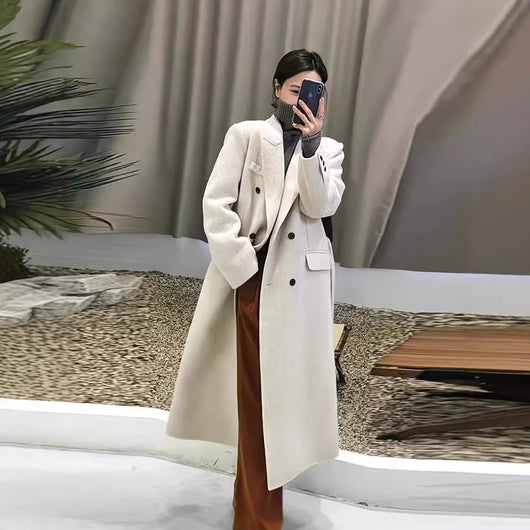 Abrigo de Lana Reversible con Solapas Cruzadas