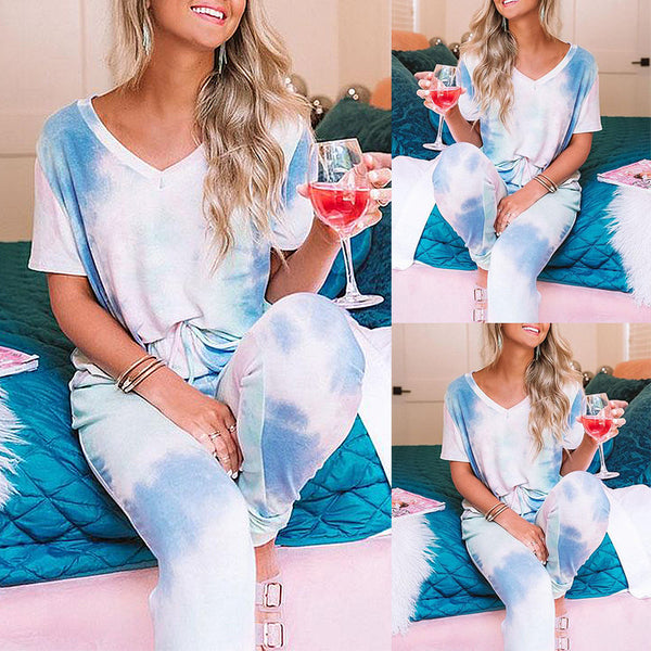 Conjunto de Dos Piezas Estampado Tie-Dye para el Hogar