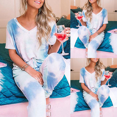 Conjunto de Dos Piezas Estampado Tie-Dye para el Hogar